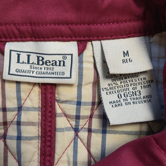 EUC LL Bean Women's M Quilted Lined Long Sleeve Snap Front Jacket Burgundy - Picture 16 of 16